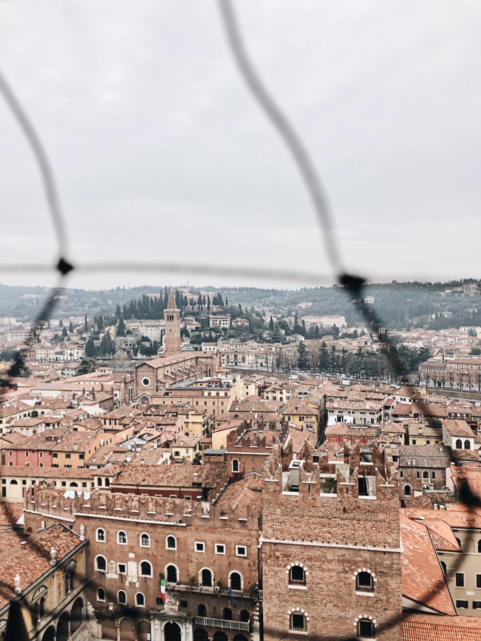 verona vista dall'alto con chiese monumenti 